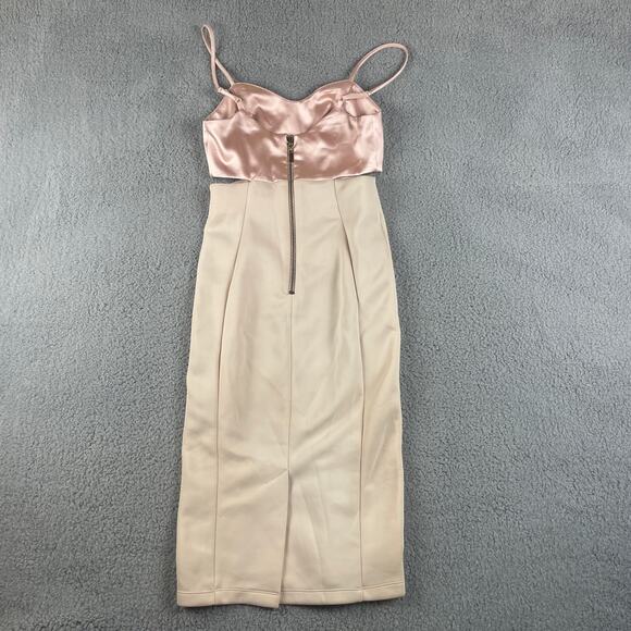 Asos Women's US 4 Pink Beige Polyester Back Zip Up Spaghetti Strap Dress - Picture 10 of 15